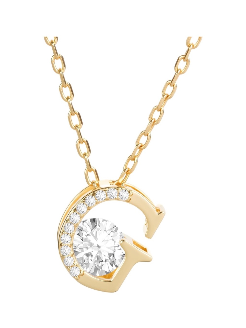 Gold Letter G Necklace with Crystal Accent - Women Jewelry